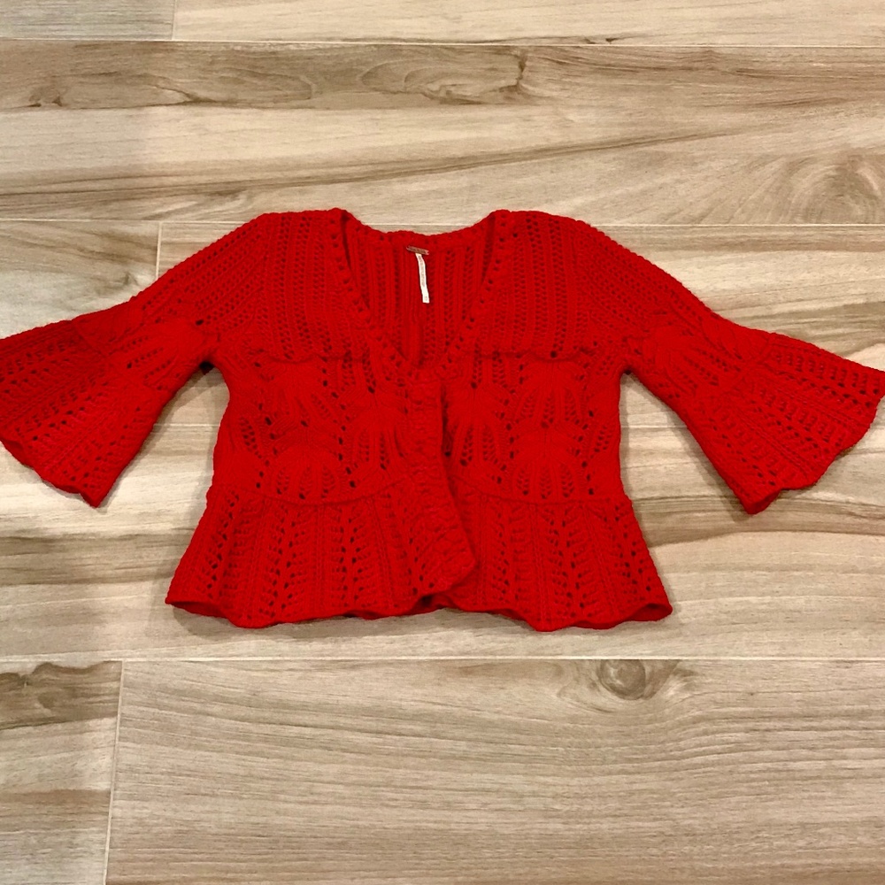 Free People XS red knit sweater
